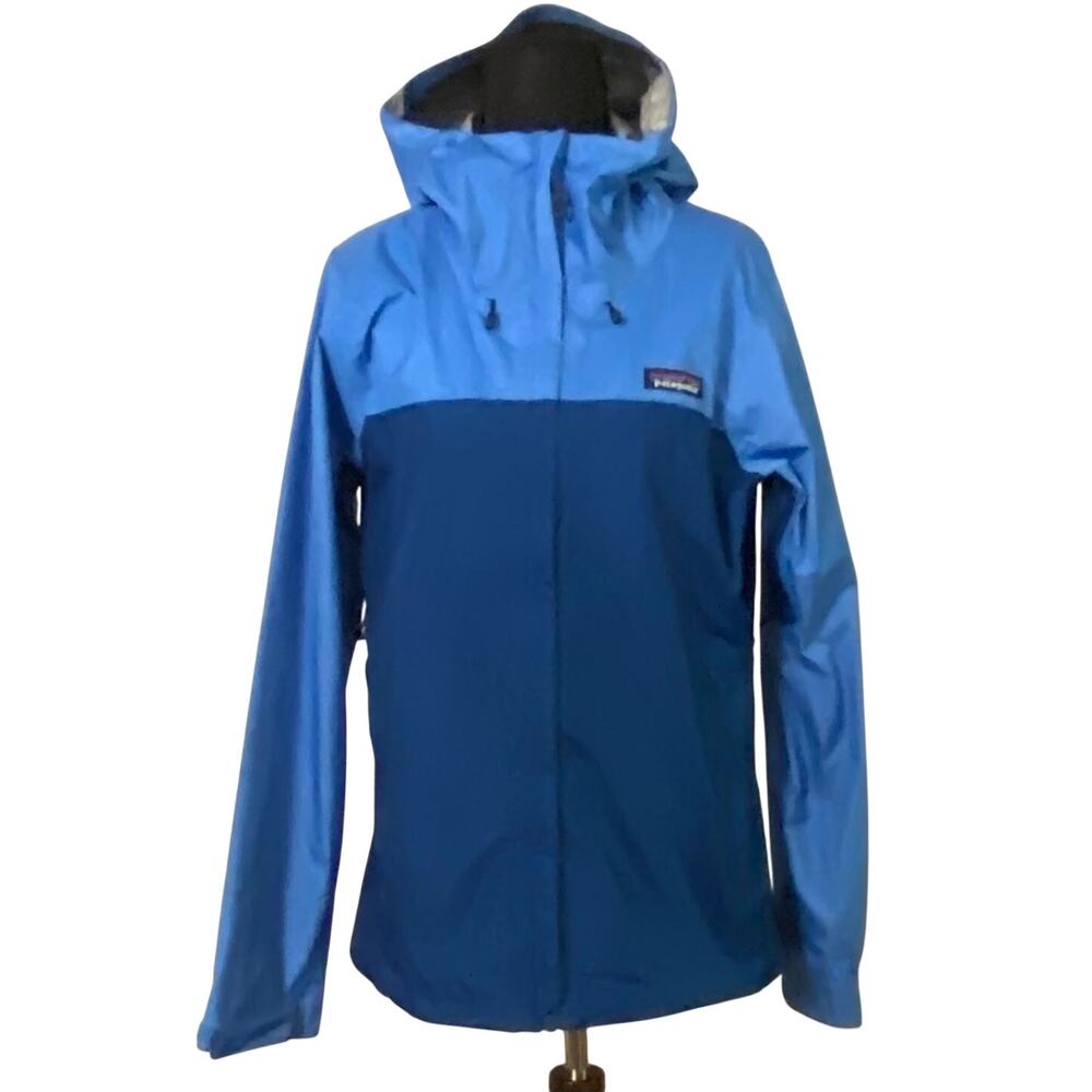Patagonia Torrentshell Rain Jacket Womens Small Blue Colorblock Hooded H2No Gorp